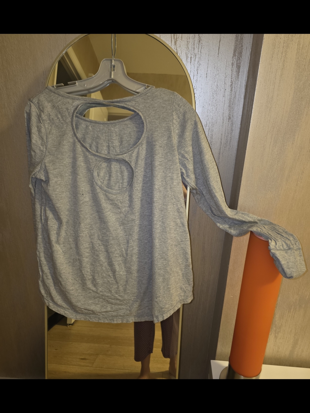 Gray Cutout Long-Sleeve Women's Top